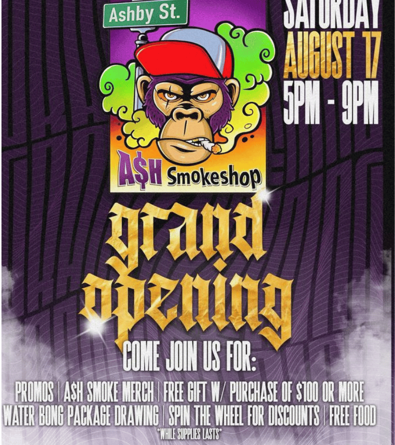 Ash Smoke & Glass Grand Opening Poster